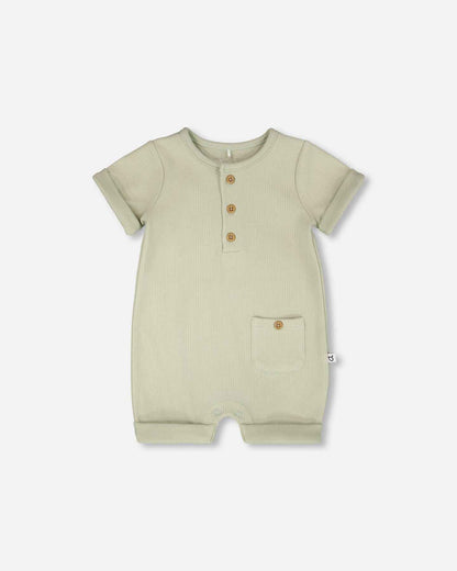 Cotton Rib Romper Sage Green