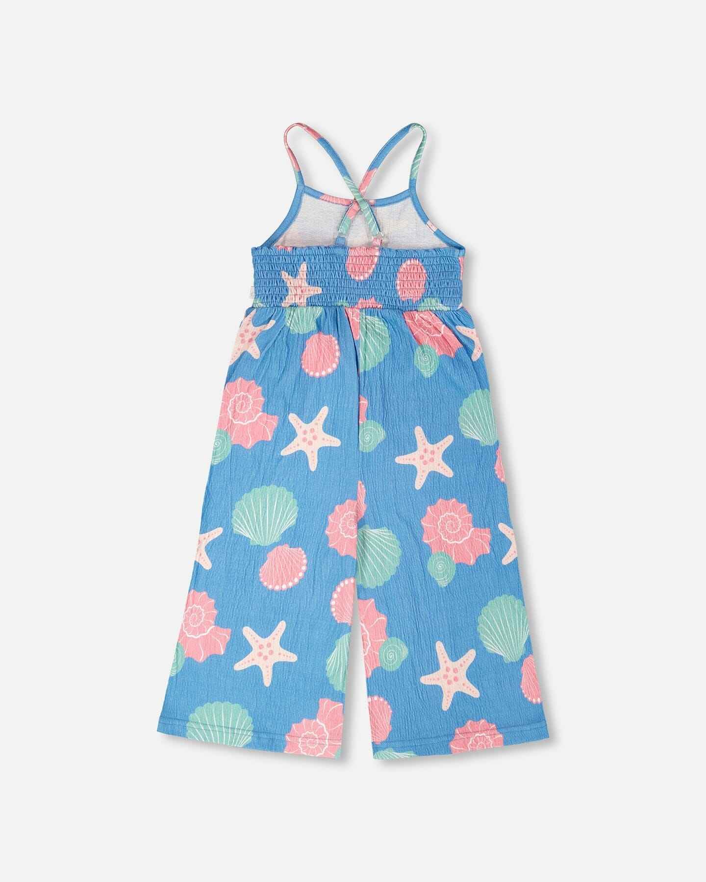 Crinkle Jersey Jumpsuit Blue Shell Print