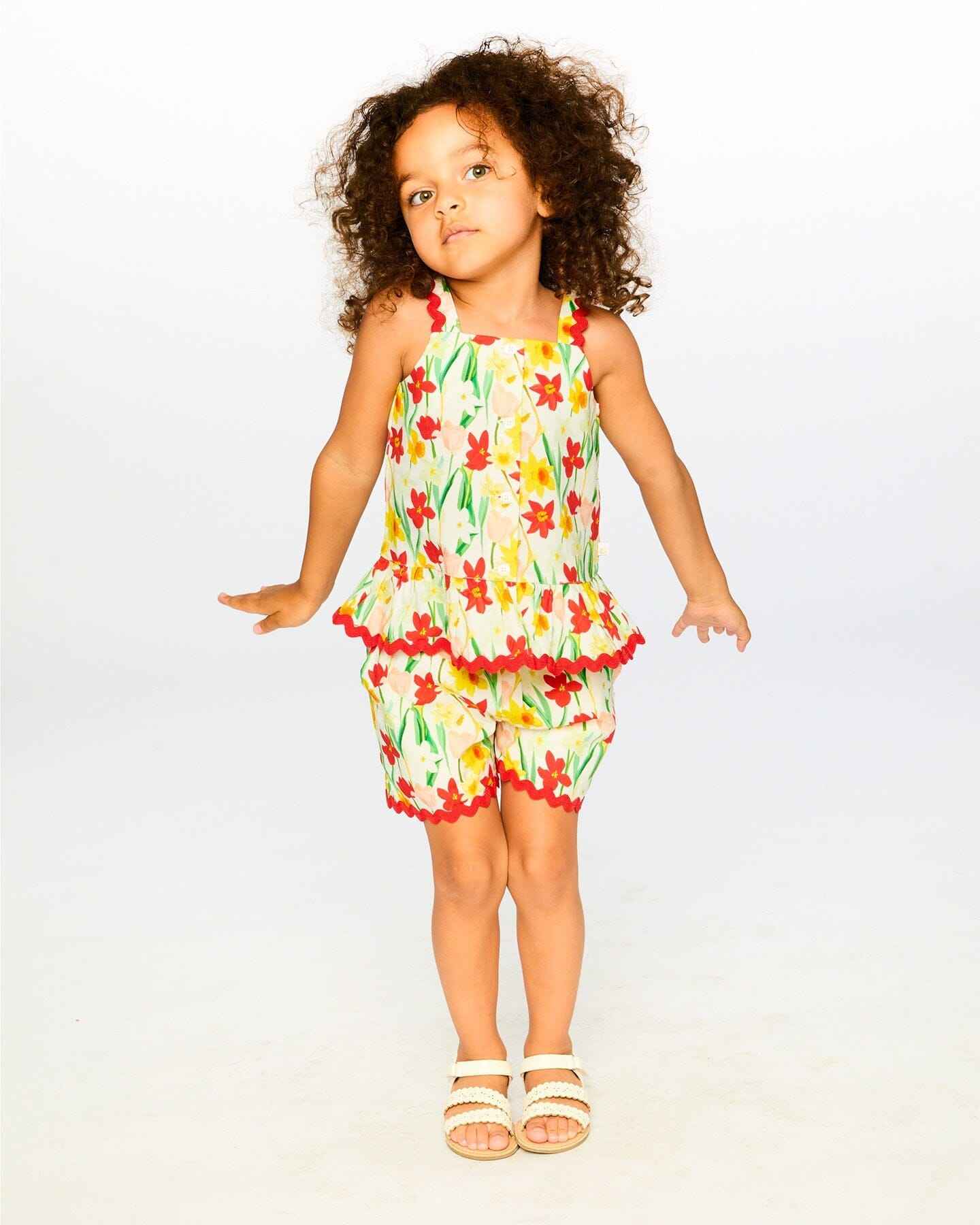 Viscose Top White Daffodil Print