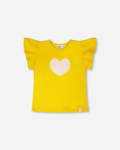 Crinkle Jersey Top Yellow