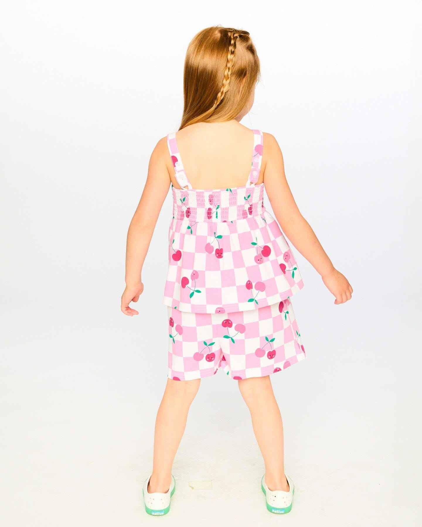 Organic Cotton Jersey Romper Pink Printed Cherries