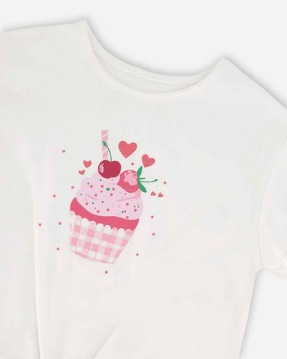 Organic Cotton Jersey T-Shirt With Tie At Waist White