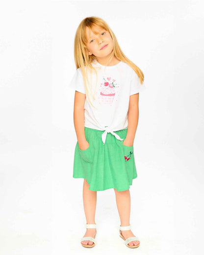 Organic Cotton Skort With Embroidery Green