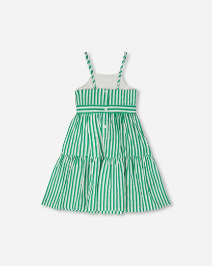 Cotton Sundress Green Stripes