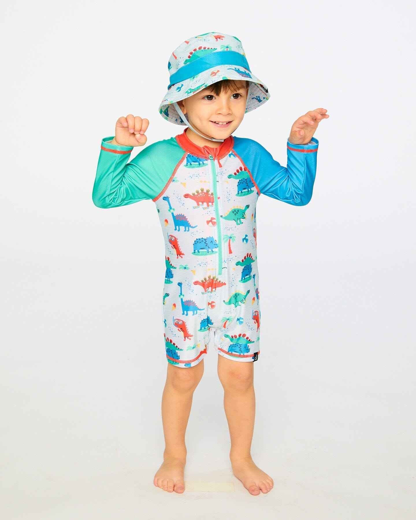 Baby And Toddler One-Piece Long Sleeve Rashguard Grey Baby Dinosaur Print
