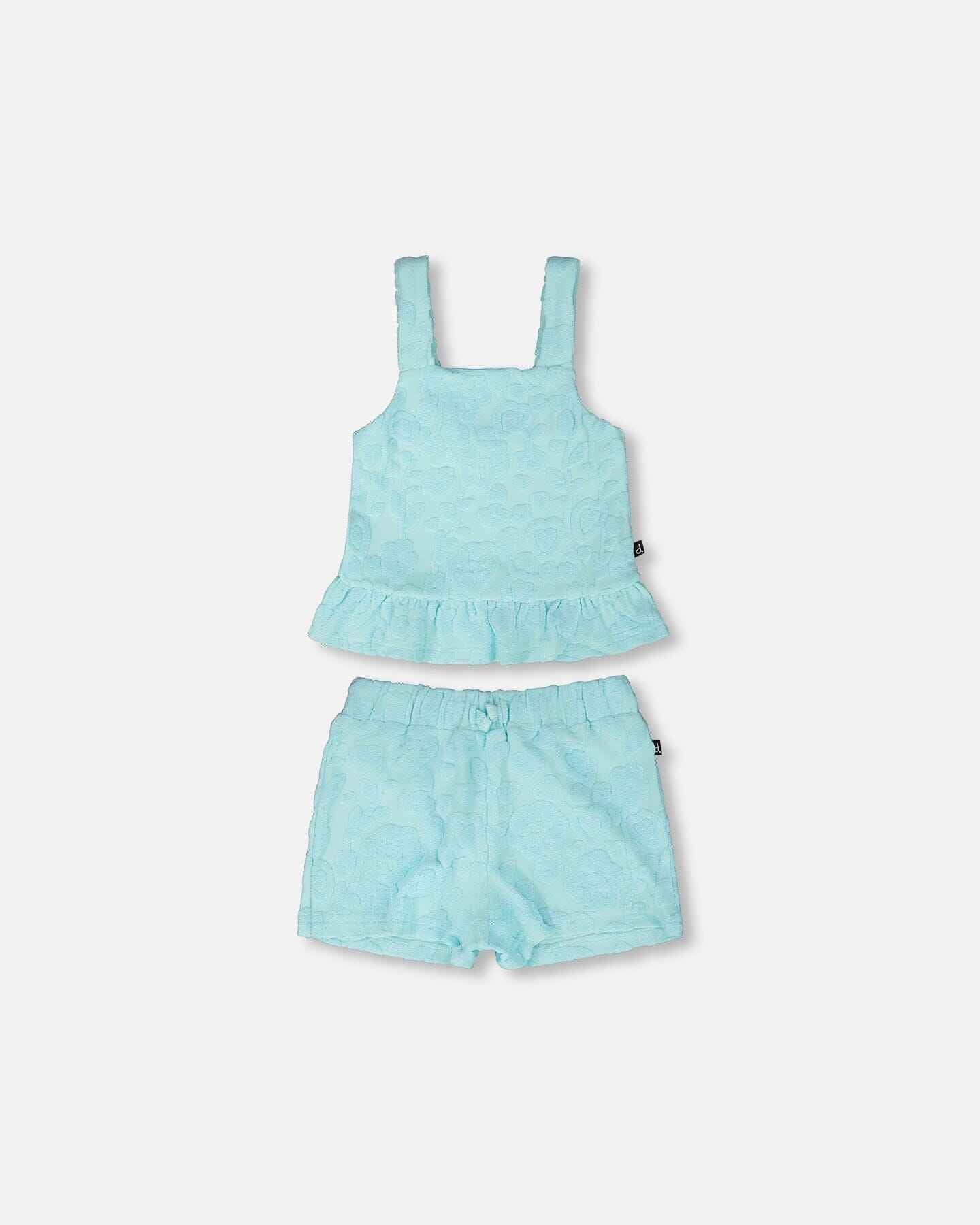 Terry Tank Top With Shorts Set Light Blue