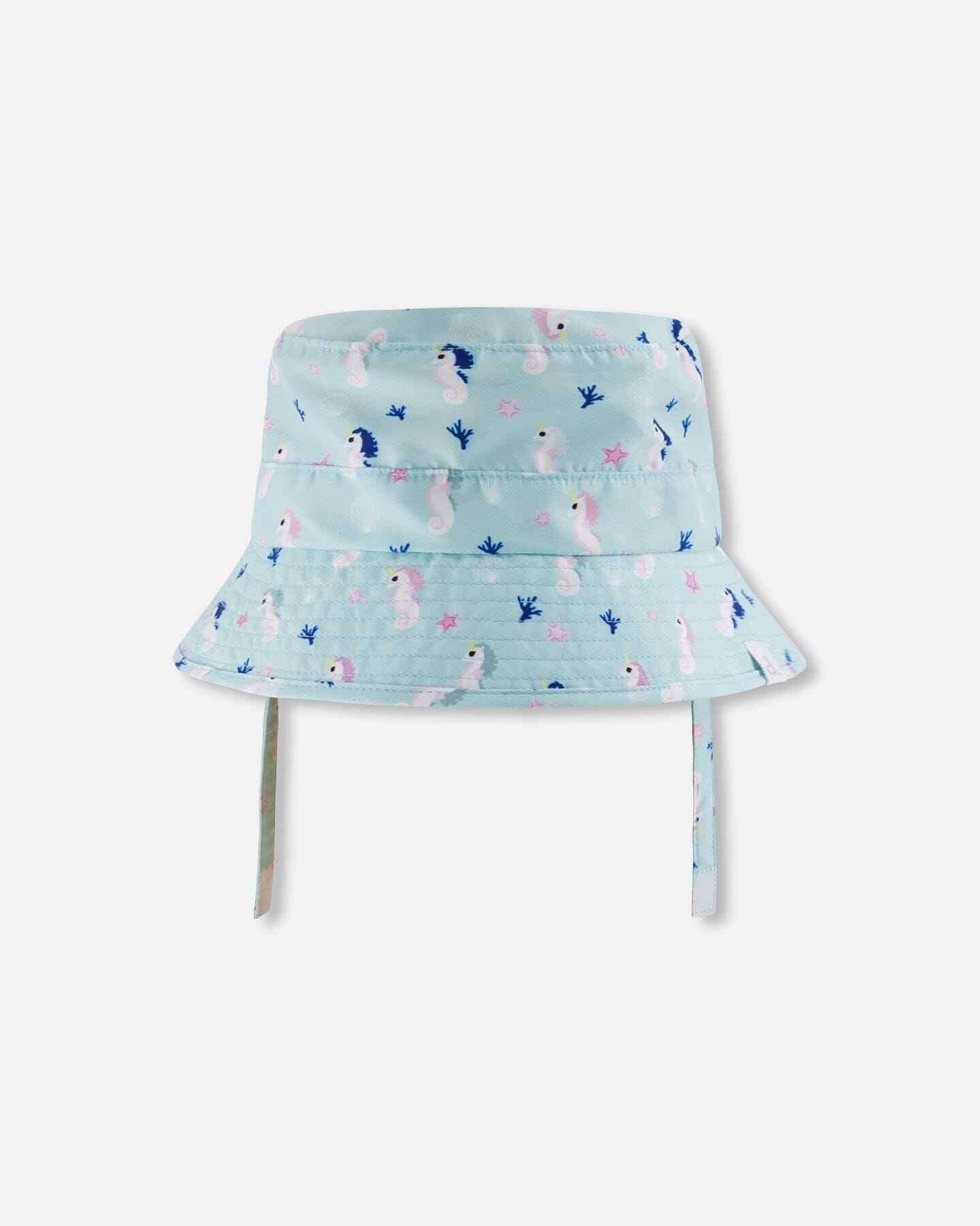 Beach Hat Blue Seahorse Print