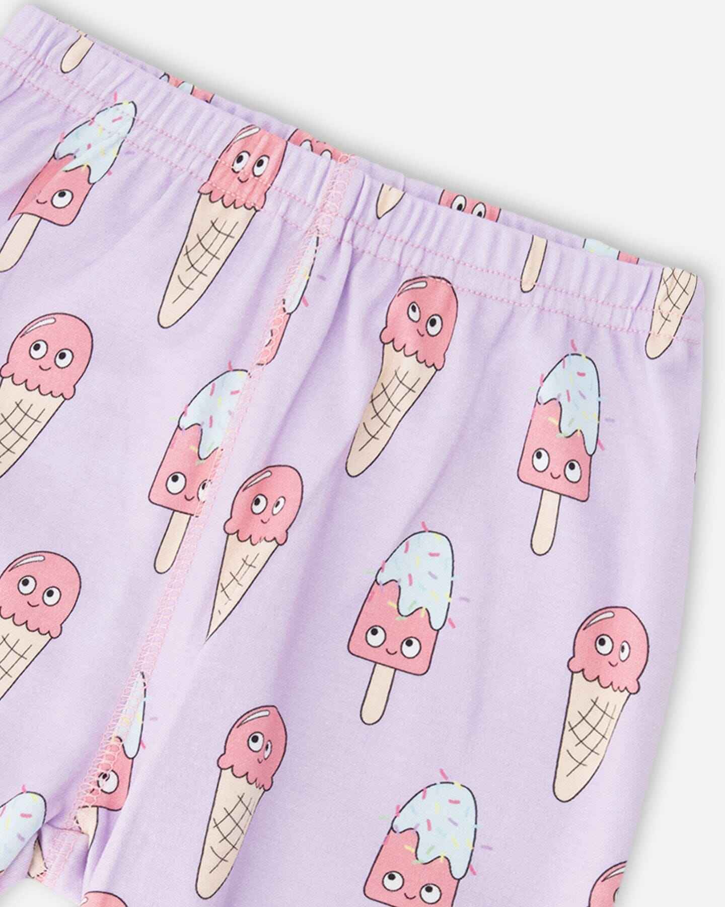 Organic Cotton Two-Piece Pyjama Set Lilac Printed Ice Creams
