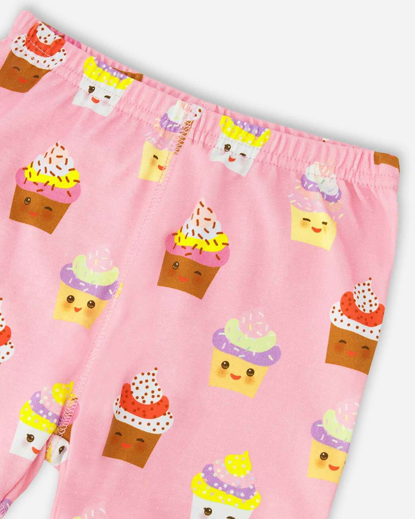 Organic Cotton Two-Piece Pyjama Set Pink Cupcake Print