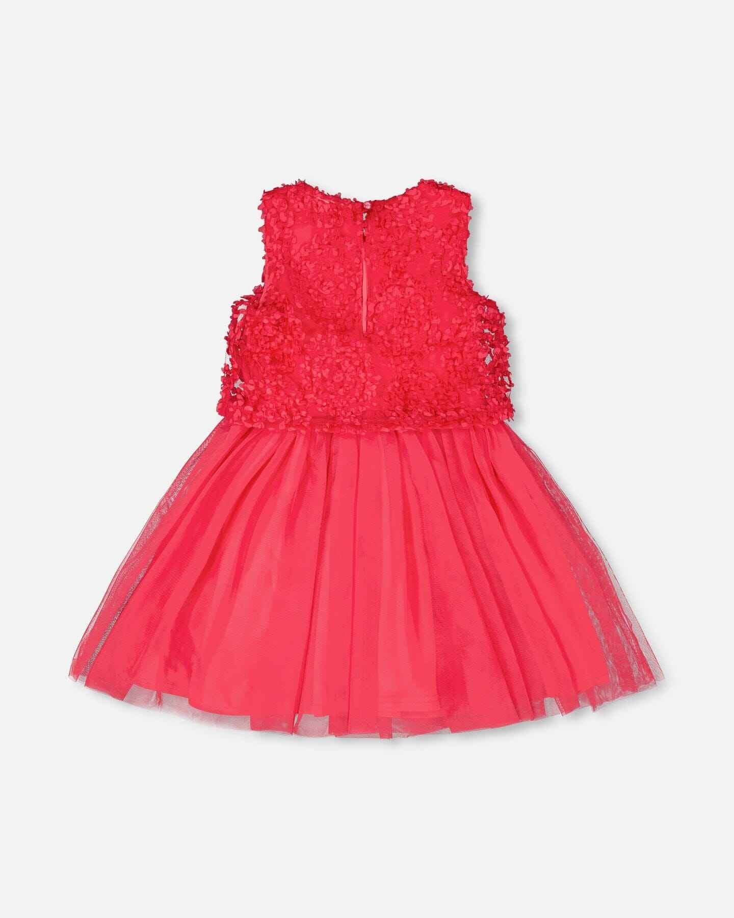 Sleeveless Textured Rosette Dress Pink