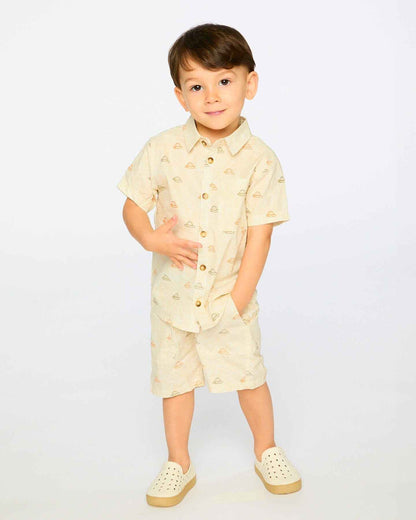 Poplin Shorts Beige Safari Print