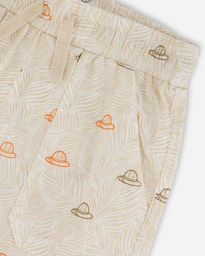 Poplin Shorts Beige Safari Print