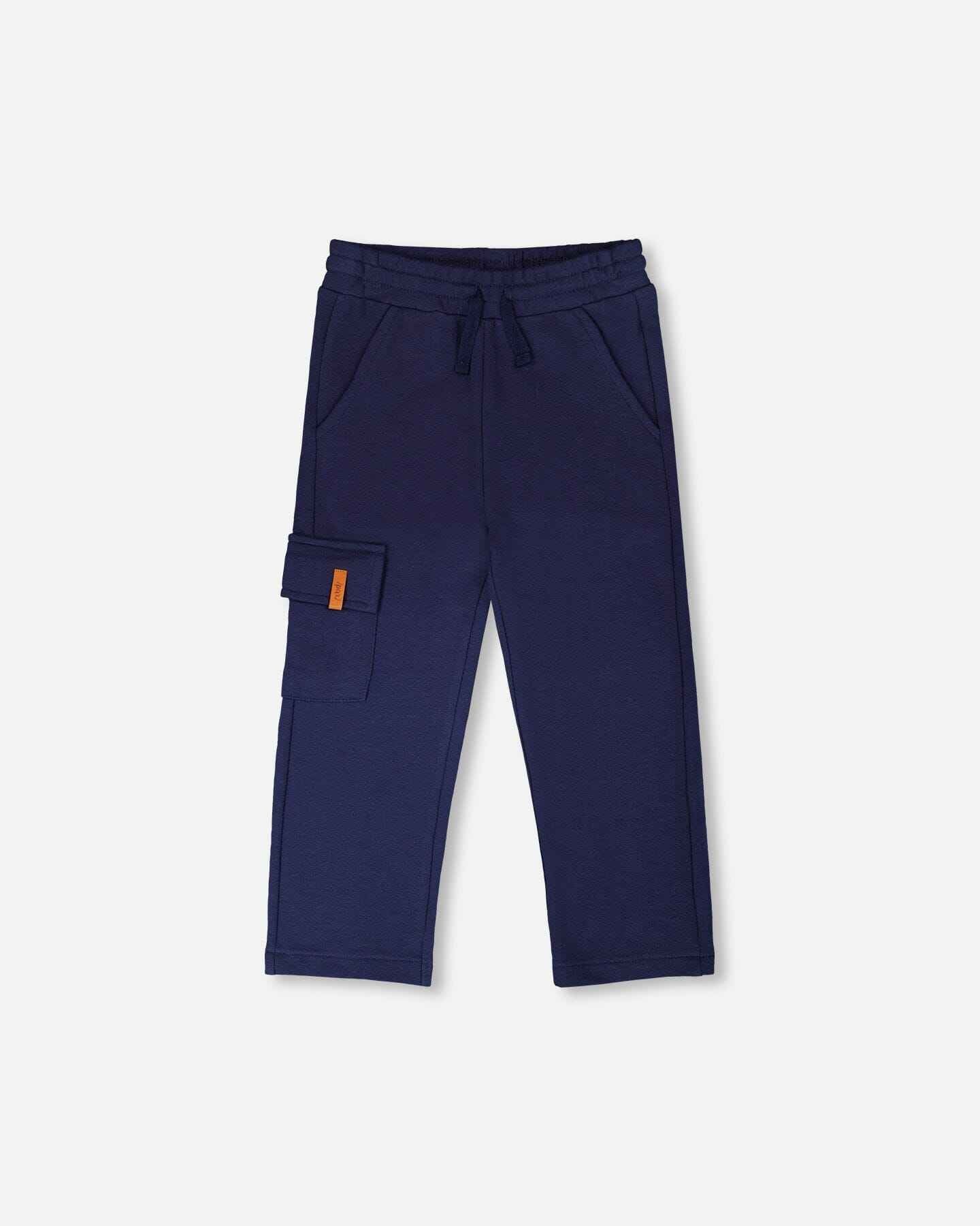 French Terry Sweatpants With Cargo Pocket Dark Blue