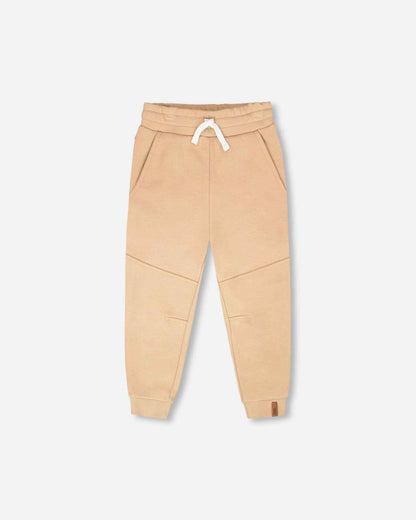 French Terry Sweatpants With Cross Seams Beige