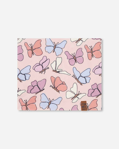 Stretch Jersey Neck Tube Pink Printed Butterflies