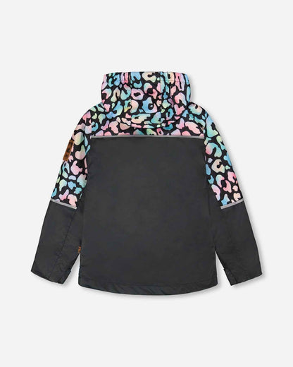 3-In-1 Two-Piece Mid-Season Outerwear Set Black Animal Print - Multicolored Inner Jacket
