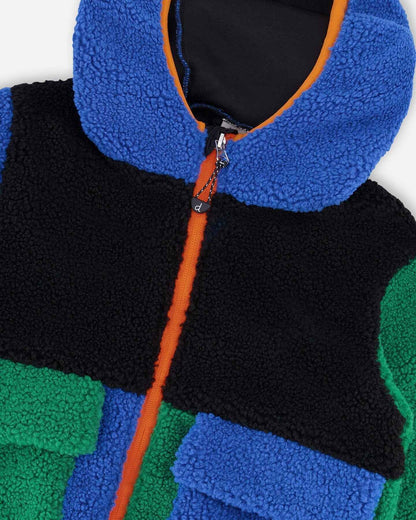 Sherpa Jacket Blue Colorblock