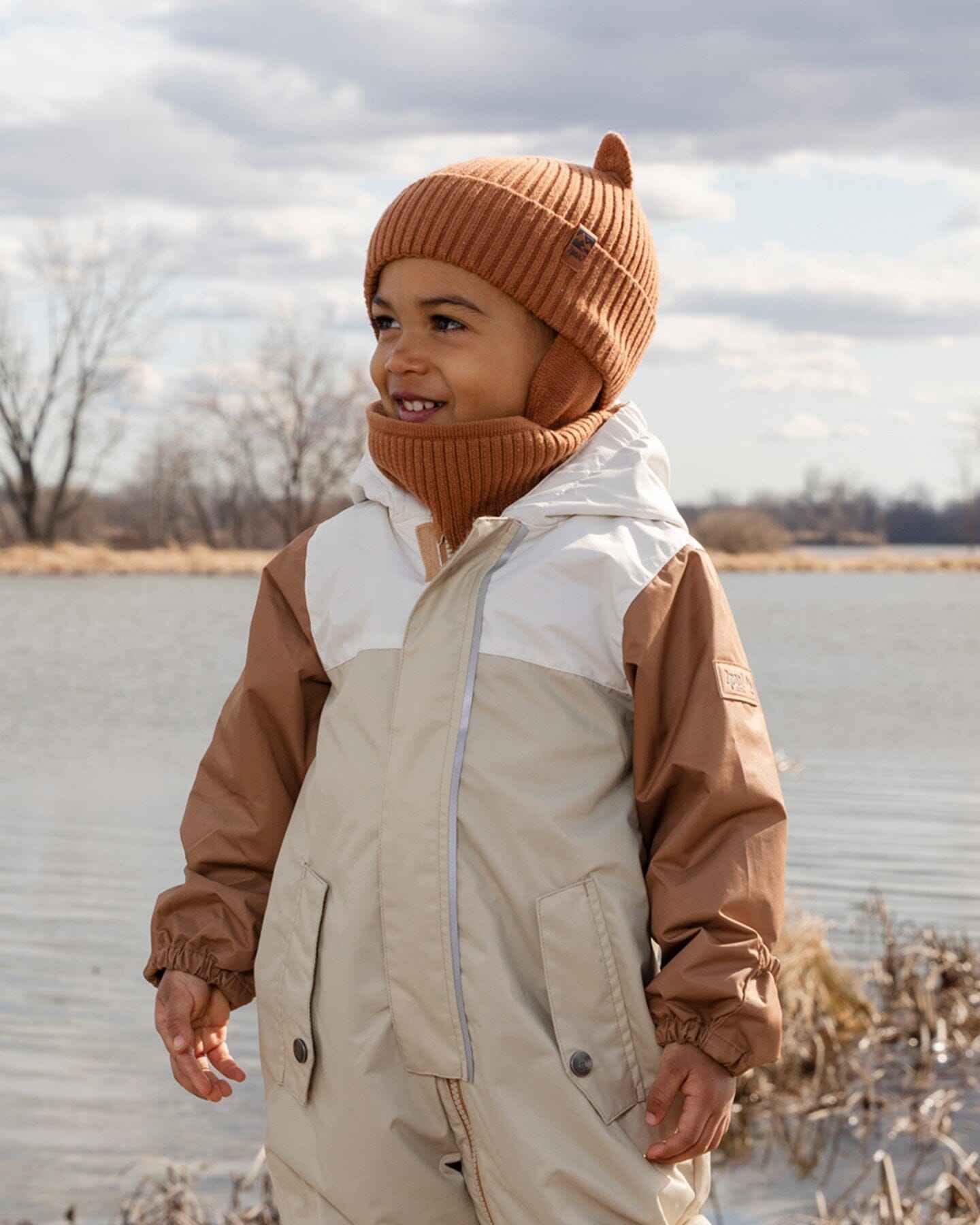 Baby Mid-Season One-Piece Outerwear With Hat Beige