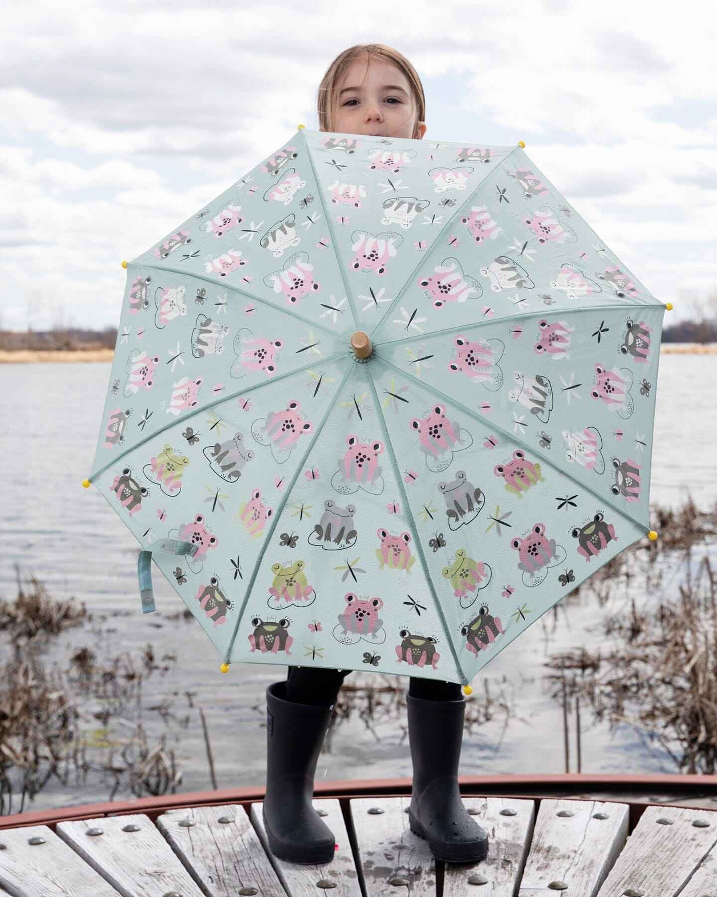 Color-Changing Umbrella Green Frog Print