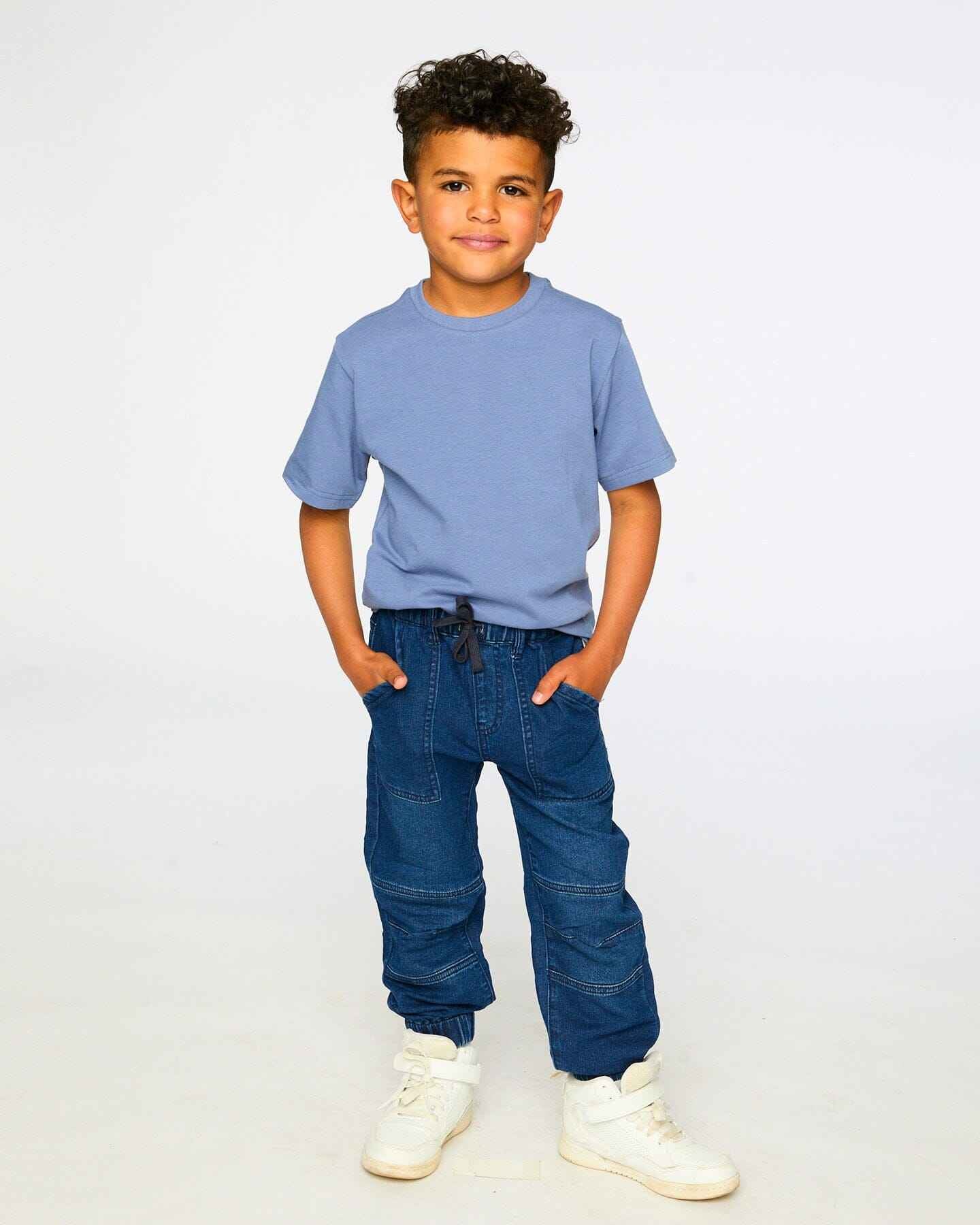 Stretch French Terry Denim Jogger Navy Blue
