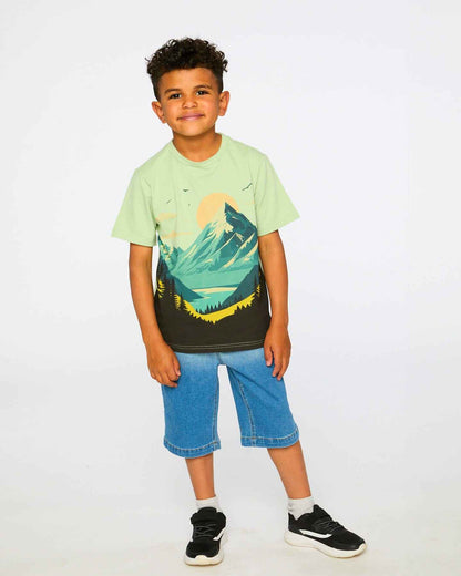 Stretch Jean Bermuda Grey To Blue Gradient