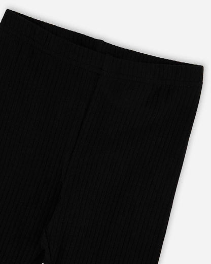 Rib Capri Leggings Black