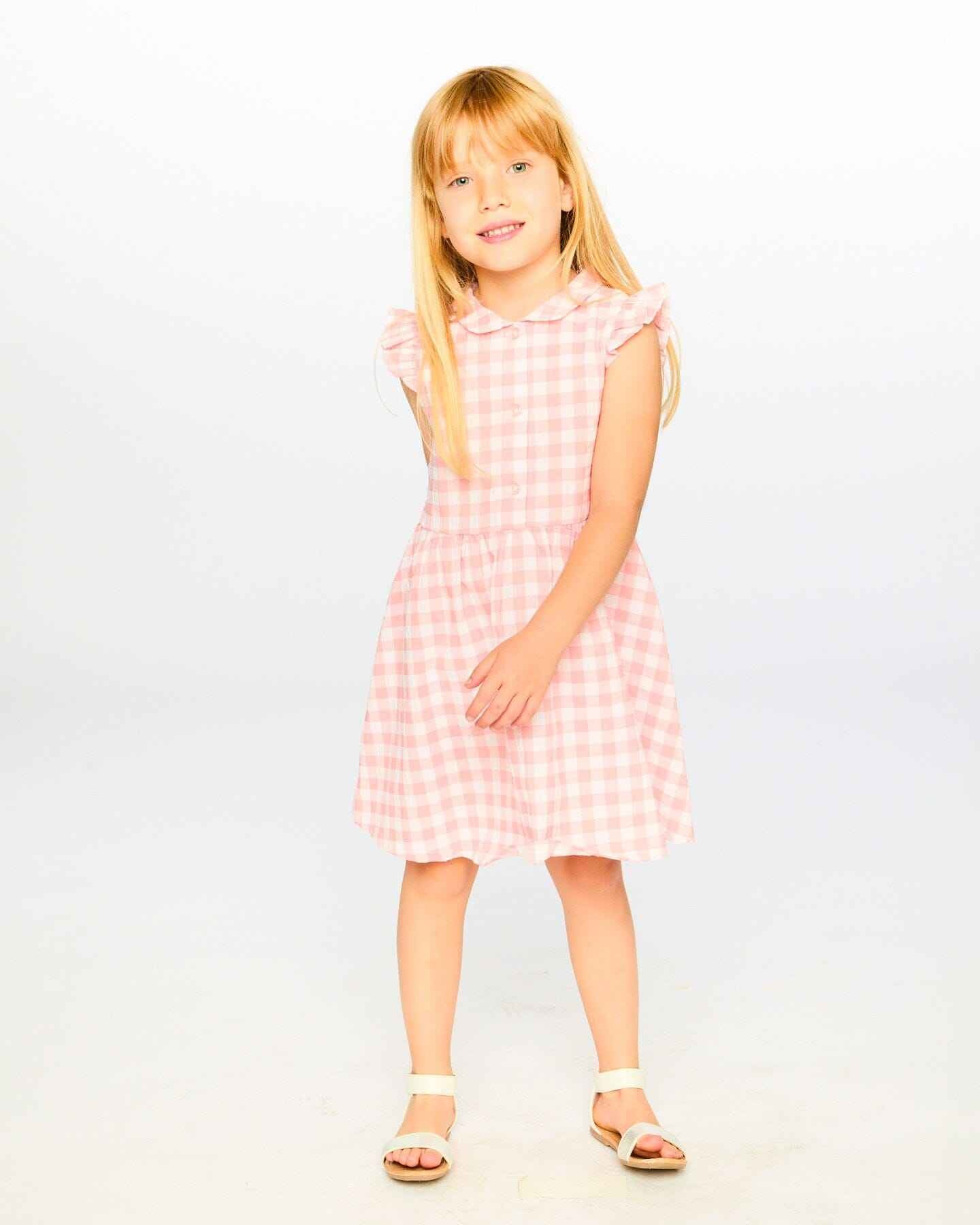 Sleeveless Button Down Dress Pink Gingham