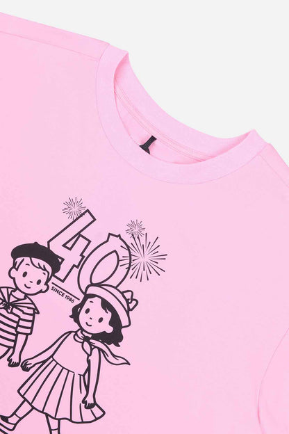 Adult 40Th Anniversary Graphic Boxy T-Shirt Soft Pink
