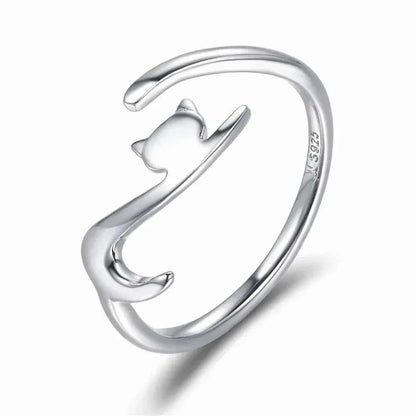 925 Sterling Silver Adjustable Cat Tail Ring