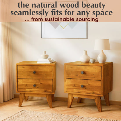 Silvia 2-Drawer Solid Wood Nightstand