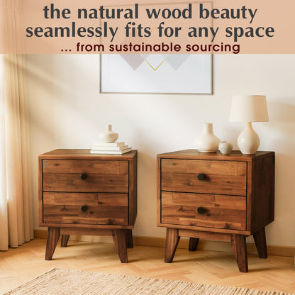 Silvia 2-Drawer Solid Wood Nightstand