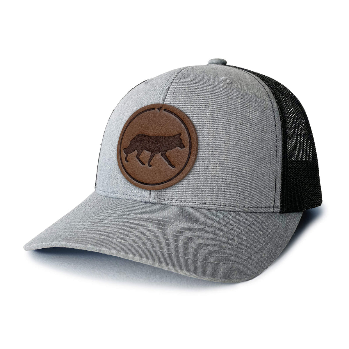Wolf Leather Patch Trucker Hat