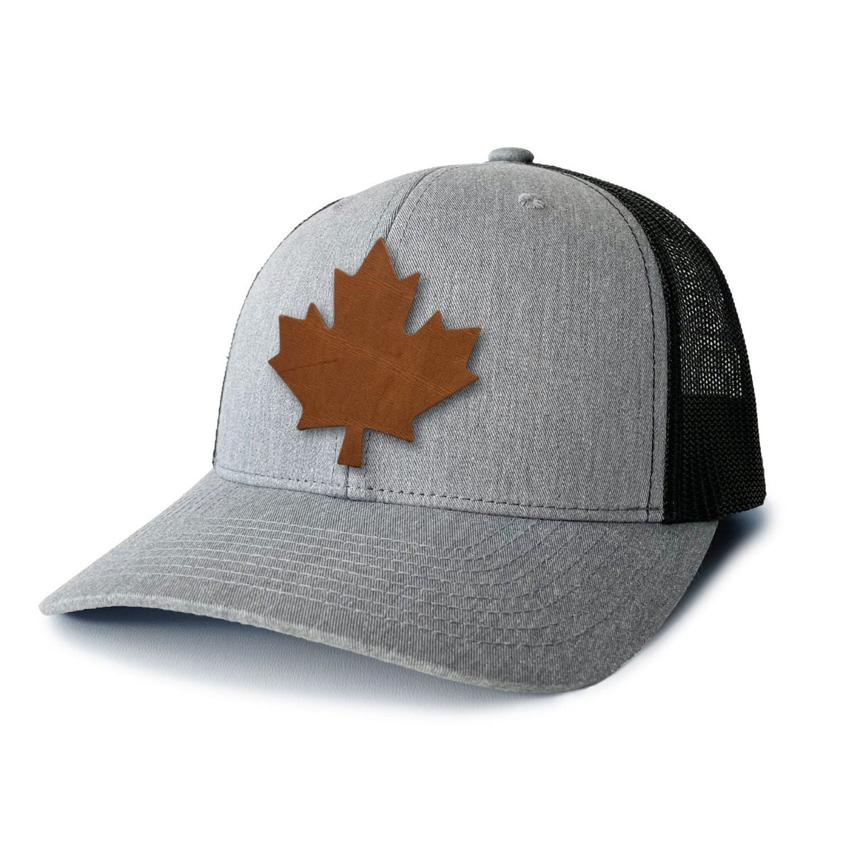 The Leaf Leather Patch Trucker Hat (Horween Dublin Blonde)