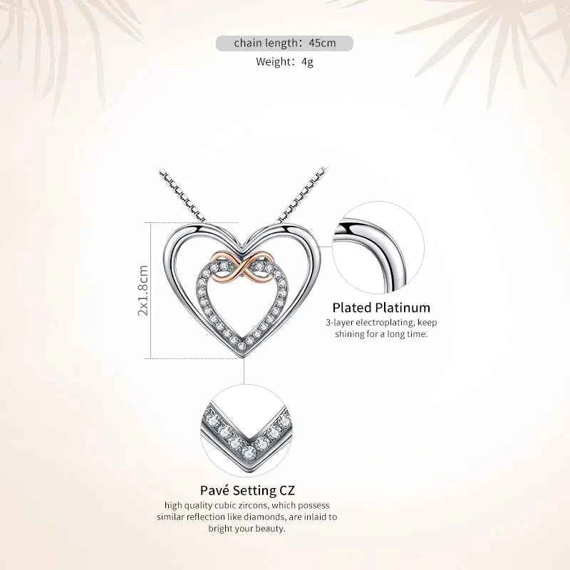 Entwined Hearts: Sterling Silver Infinity Necklace With Double Hearts