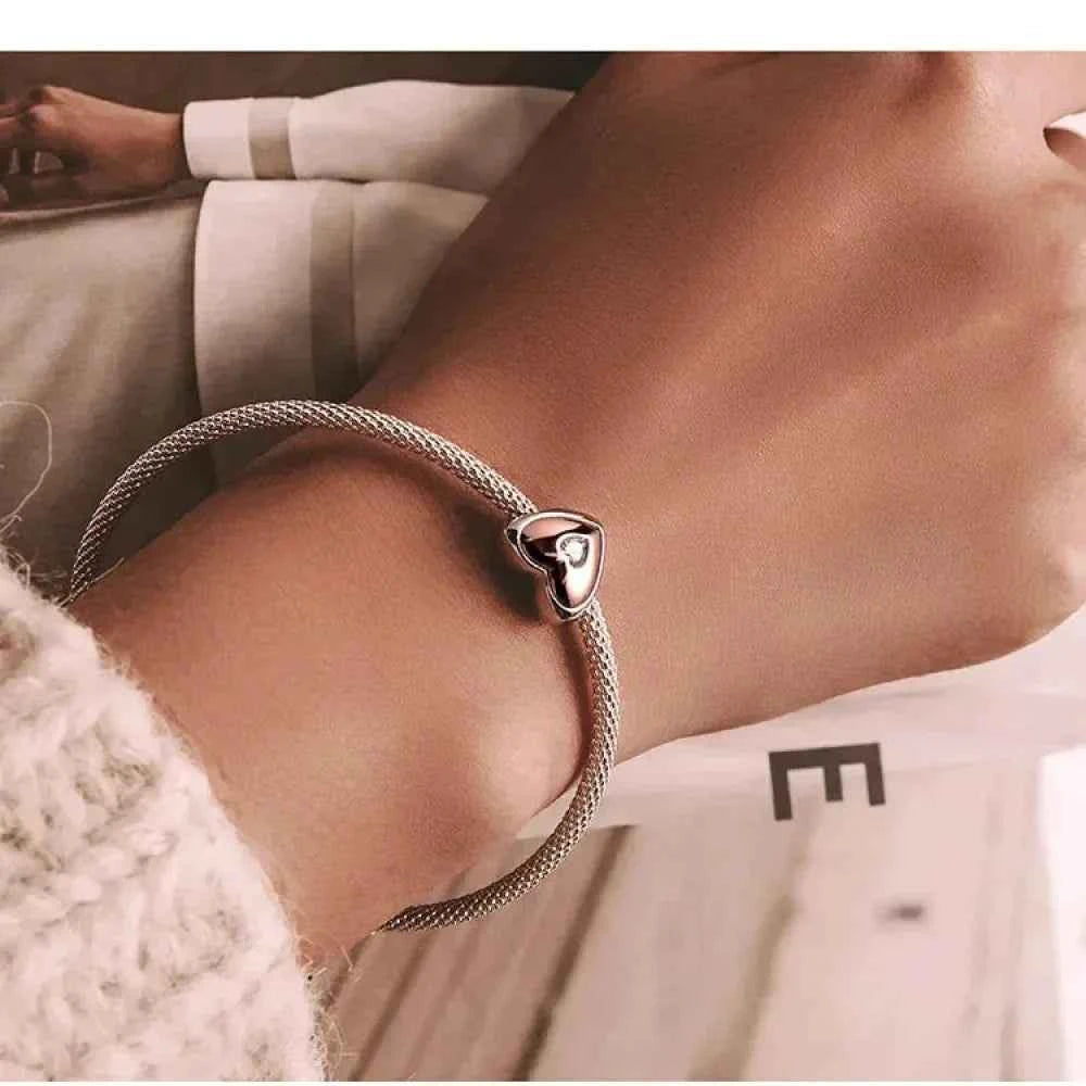 Two-Tone Heart Charm: Embrace Timeless Love