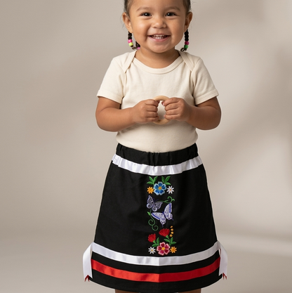 Infants Embroidered Flowers Ribbon Skirt