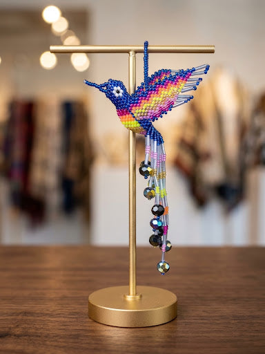 Black and Blue Beaded Humming Bird