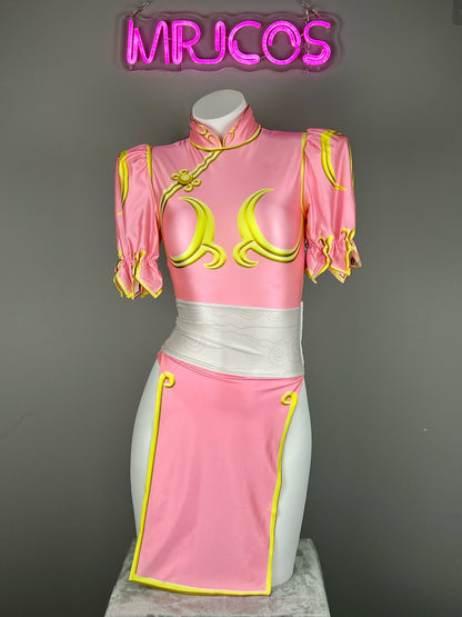 Super Hero Chun Li Spandex Cosplay Open Crotch Halloween Costume Bodysuit Sexy Lingerie