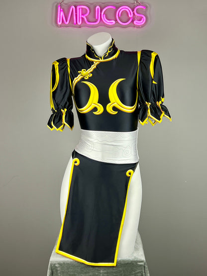Super Hero Chun Li Spandex Cosplay Open Crotch Halloween Costume Bodysuit Sexy Lingerie
