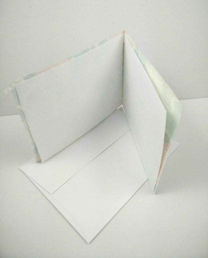 Handsewn Chiyogami Cotton Rag Blank Card | Gold Chrysanthemums