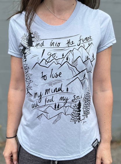 INTO THE FOREST - Womens Eco Tee - Steel