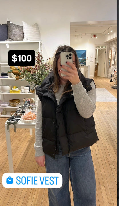 Sofie Black High-Neck Vest with Pockets