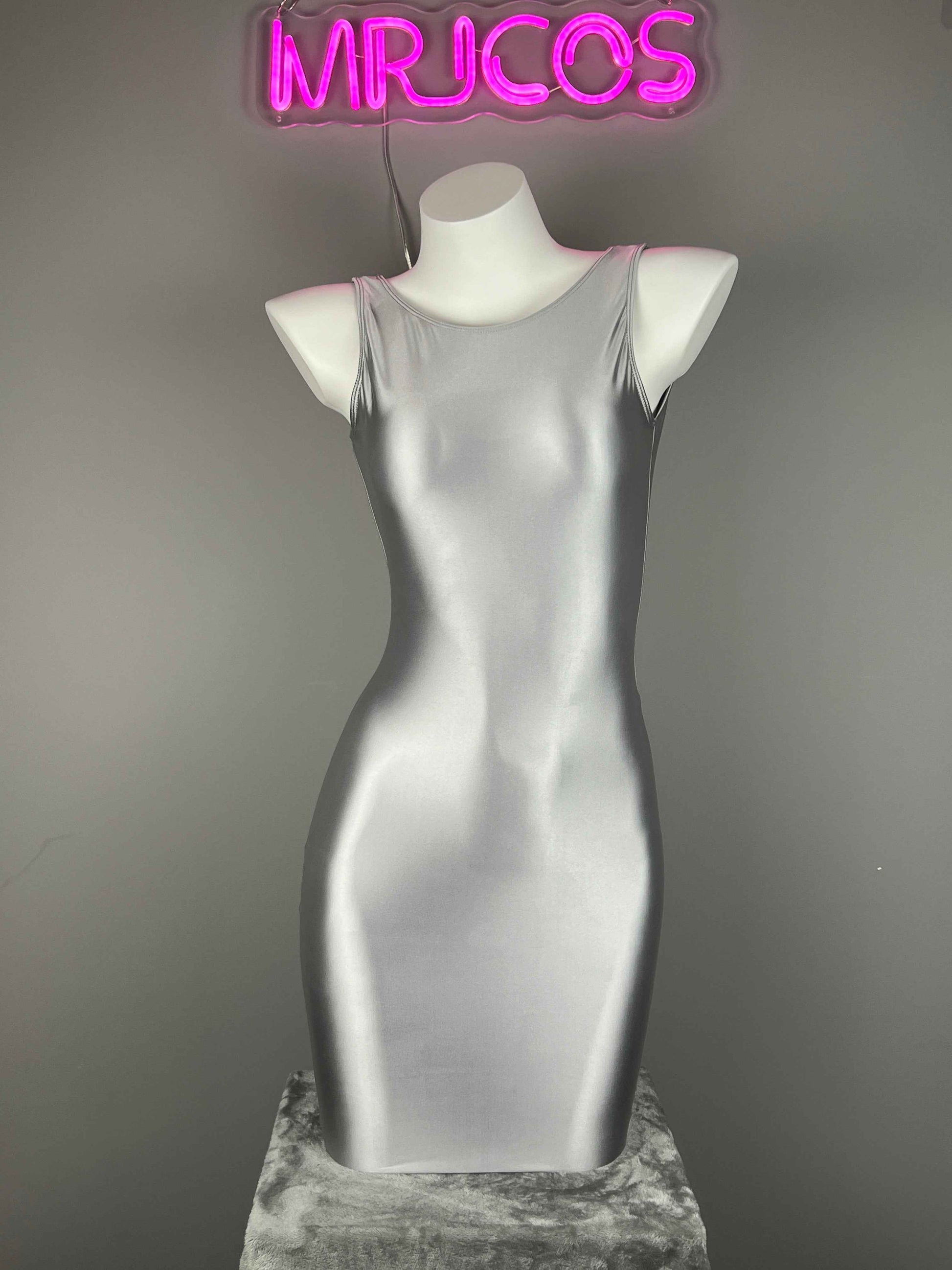 Sleeveless Tight Spandex Casual Halter Dress Basic Stretchy Wrap Party Dress