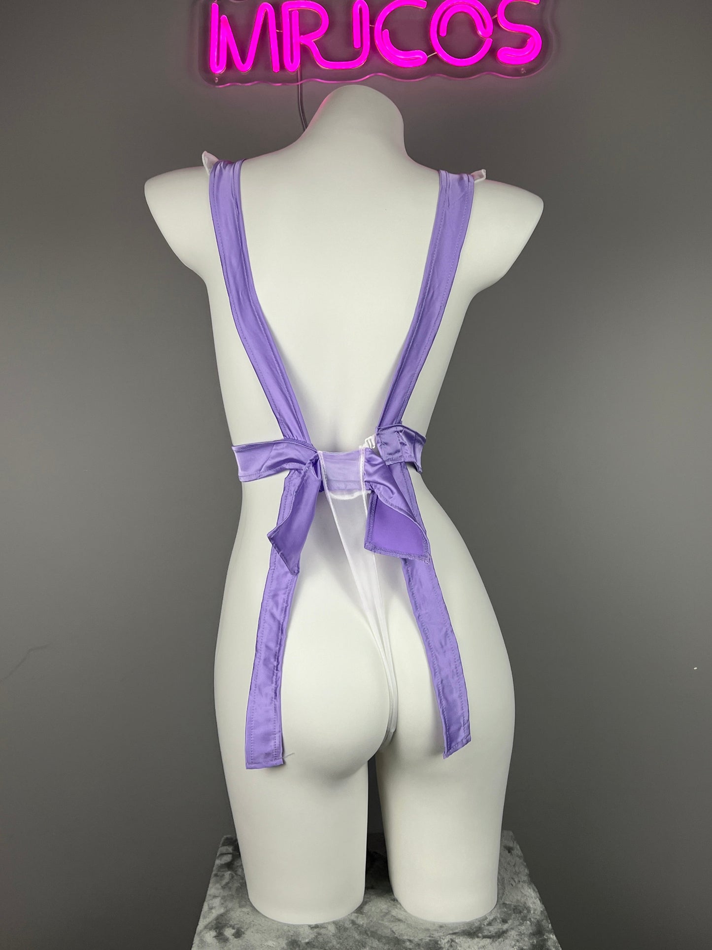 Sexy Maid Sheer Halter Bodysuit Lingerie Set with Headband