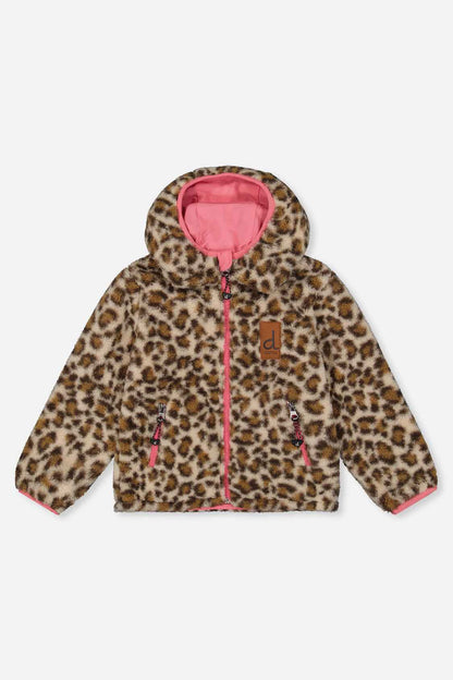 Reversible Mid-Season Jacket Pink And Leopard