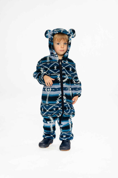Baby Mid-Season Plush One-Piece Outerwear Aztec Blue