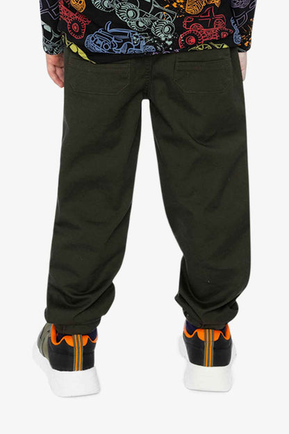 Stretch Canvas Jogger Pants Very Dark Green