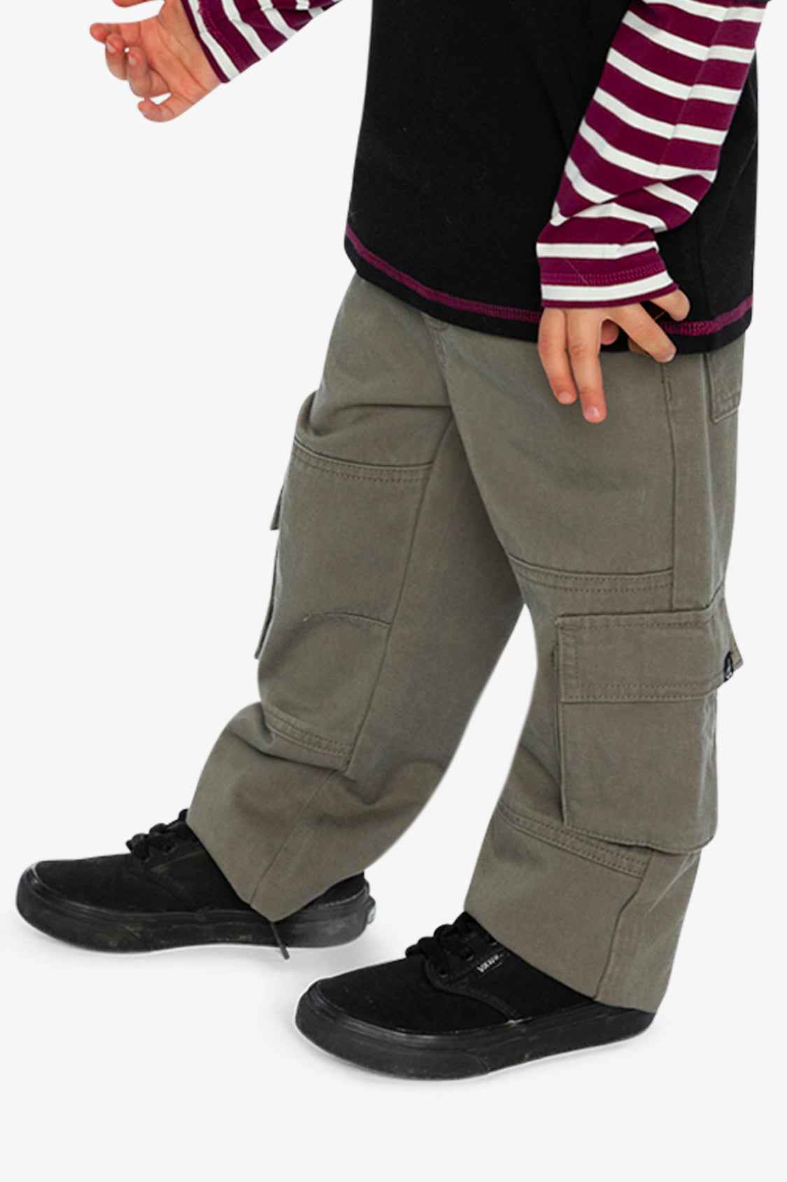 Twill Pants With Cargo Pockets Grey
