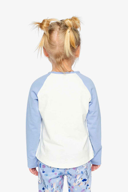Raglan Organic Cotton T-Shirt Violet And Off-White