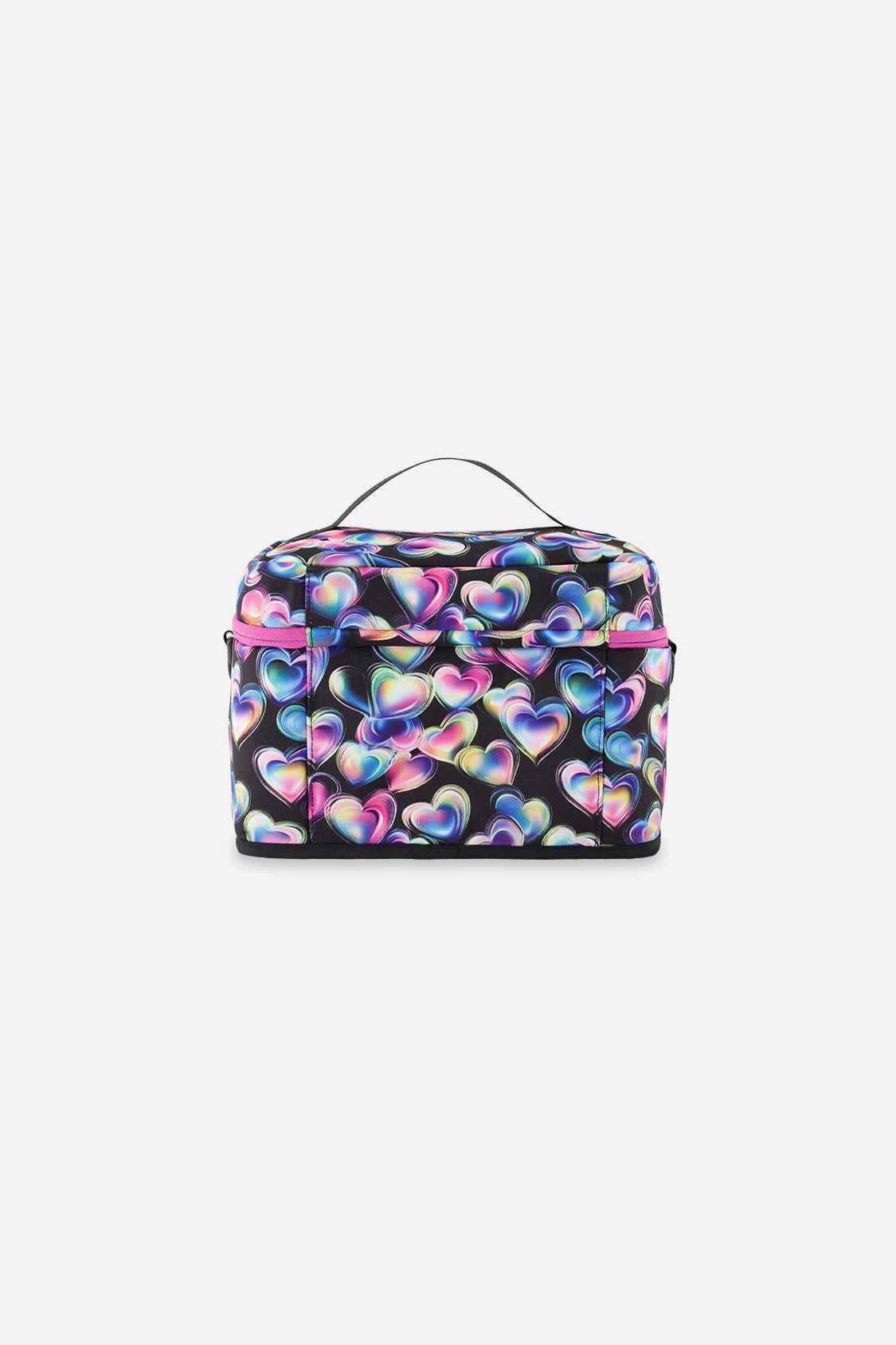 Lunch Box Black Printed With Hearts